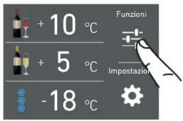 + 10 °C + 5 °C - 18 °C Funzioni Impostazio