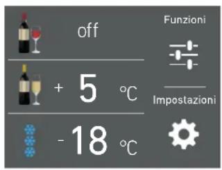 off + 5 °C - 18 °C Funzioni Impostazioni