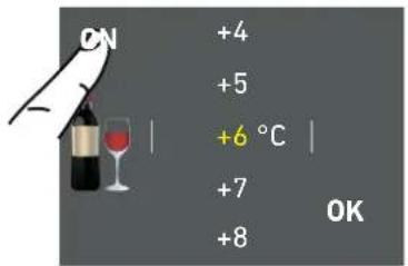 ON +4 +5 +6 °C +7 +8 OK