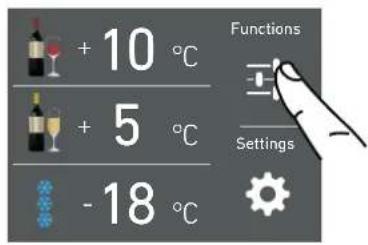+ 10 °C + 5 °C - 18 °C Functions Settings