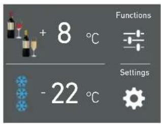 + 8 °C - 22 °C Functions Settings