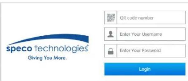 QR code number Enter Your Username Enter Your Password Login speco technologies Giving You More.