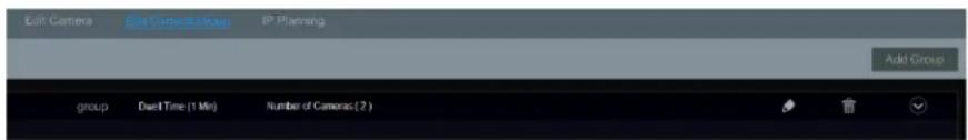 Edit Camera Edit Camera Library IP Planning Add Group group Dwell Time (1 Min) Number of Cameras (2)