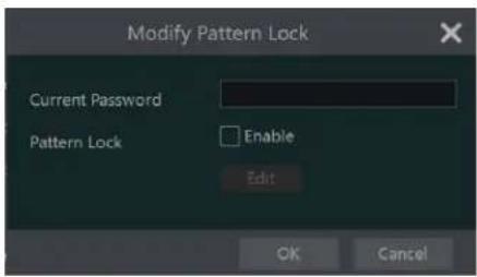 Modify Pattern Lock Current Password Pattern Lock Enable Edit OK Cancel