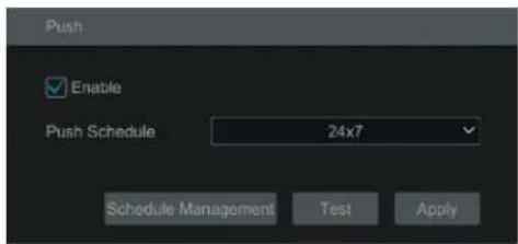 Push Enable Push Schedule 24x7 Schedule Management Test Apply