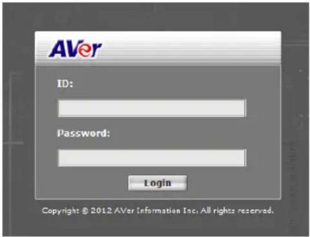 AVer ID: Password: Login Copyright © 2012 AVer Information Inc. All rights reserved.