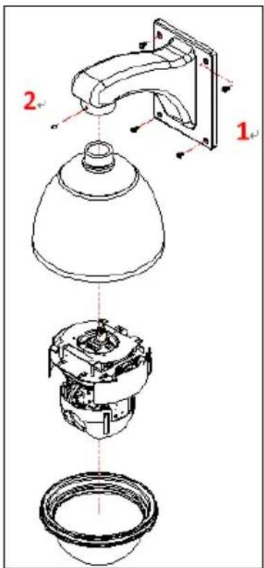Technical diagram of a device with labeled parts, showing exploded view and internal structure