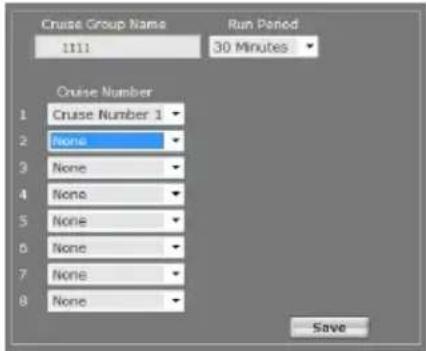 Cruise Group Name 1111 Run Paned 30 Minutes Cruise Number 1 Cruise Number 1 2 None 3 None 4 None 5 None 6 None 7 None 8 None Save