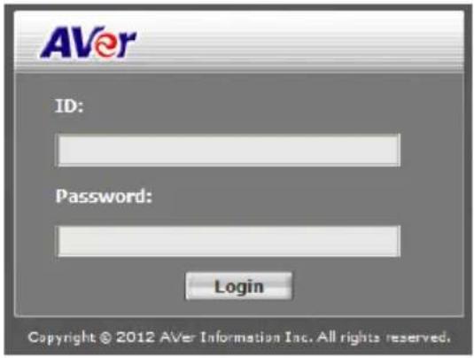 AVer ID: Password: Login Copyright © 2012 AVer Information Inc. All rights reserved.