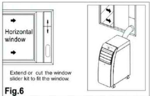 Horizontal window Extend or cut the window slider kit to fit the window. Fig.6