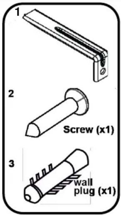 1 2 Screw (x1) 3 wall plug (x1)