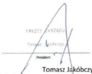 PREZES ZARZADU Tomasz Jakóbczy President Tomasz Jakóbczy
