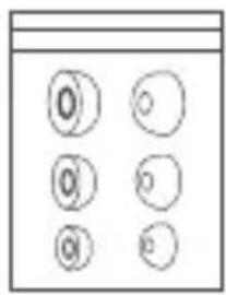 Hand-drawn diagram with six labeled circles inside a container, likely for counting or logic exercise.