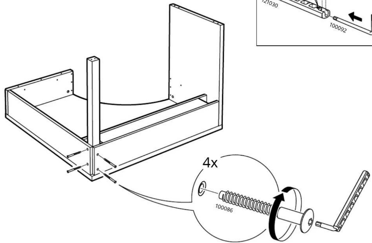 Technical diagram showing a mechanical assembly with labeled parts and a magnified inset highlighting a 4x ratio of thread specification.
