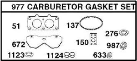 977 CARBURETOR GASKET SET 51 137 276 672 150 987 1123 1124 633