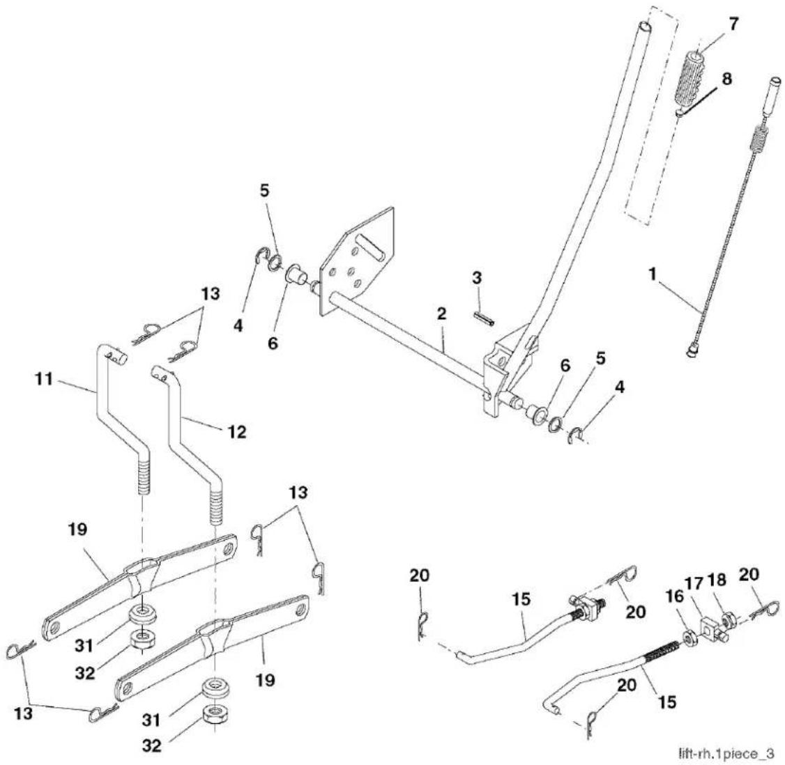 Technical diagram of a mechanical assembly with numbered components, likely for assembly or maintenance instructions.