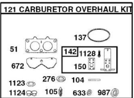121 CARBURETOR OVERHAUL KIT 51 672 137 142 1128 150 1123 276 104 1124 105 633 @ 987
