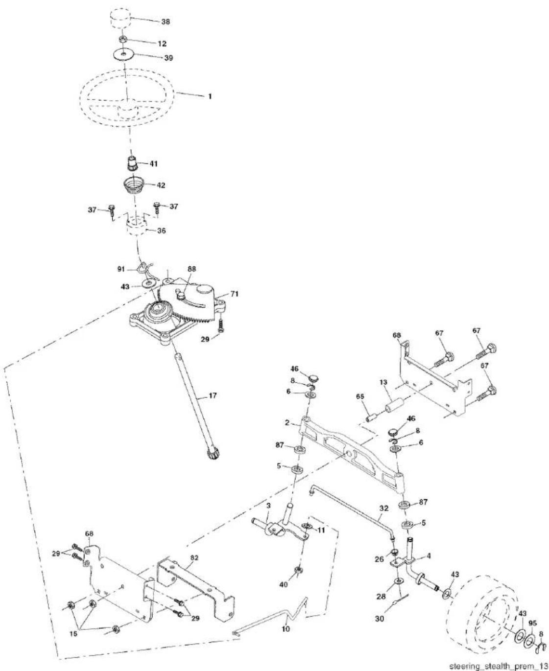 Technical diagram of a mechanical assembly with numbered components, likely for assembly or maintenance reference.