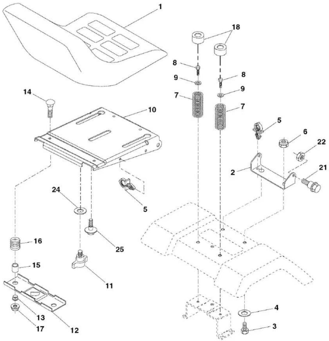 Exploded view diagram of a car interior with numbered parts for identification