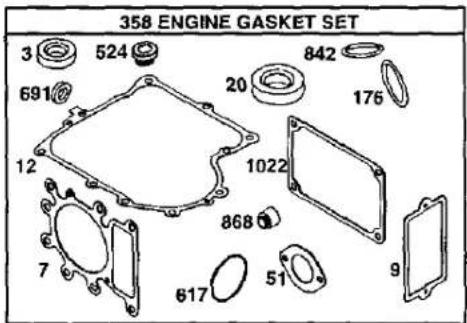 358 ENGINE GASKET SET 3 524 842 691 20 176 12 1022 868 7 617 51 9