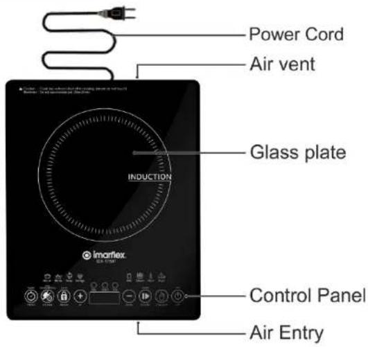 Power Cord Air vent Glass plate INDUCTION imartex Control Panel Air Entry