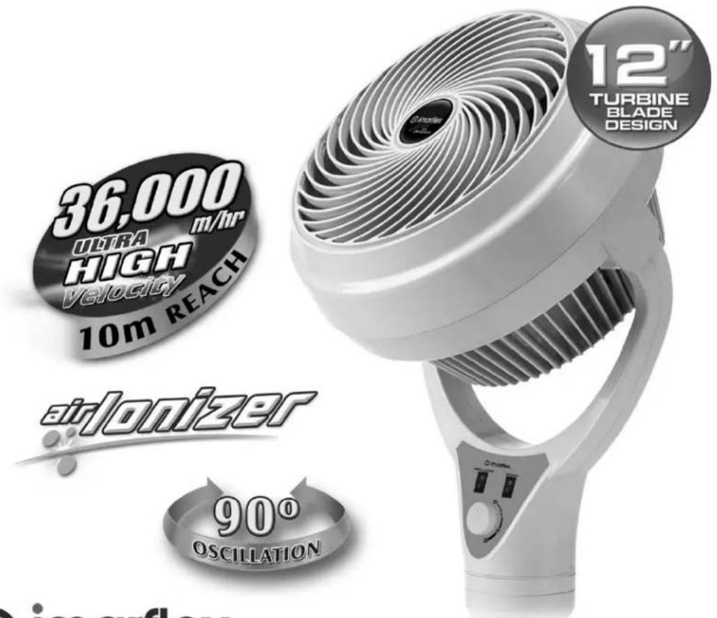 36,000 ULTRA HIGH VELOCITY 10m REACH airlonizer 90° OSCILLATION 12" TURBINE BLADE DESIGN
