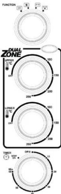 FUNCTION DUAL ZONE UPPER 100 150 200 250 260 260 LOWER 100 150 200 250 TIMER STAY ON Off-0 10 29 30 40 50m 60m 80m