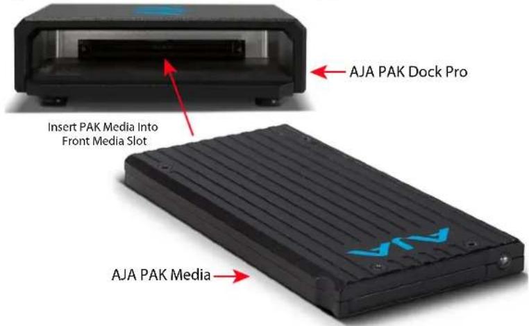 AJA PAK Dock Pro Insert PAK Media Into Front Media Slot AJA PAK Media