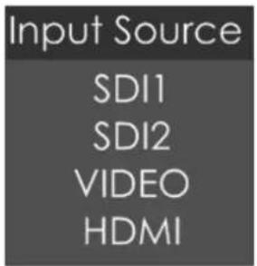 Input Source SDI1 SDI2 VIDEO HDMI