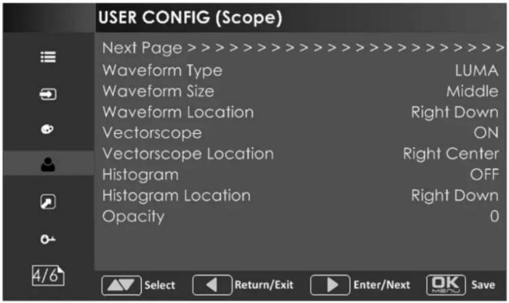 USER CONFIG (Scope) Next Page >>>>>>>>>>