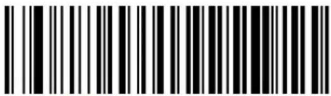 Black and white barcode image with vertical lines and a small number '1' at the bottom