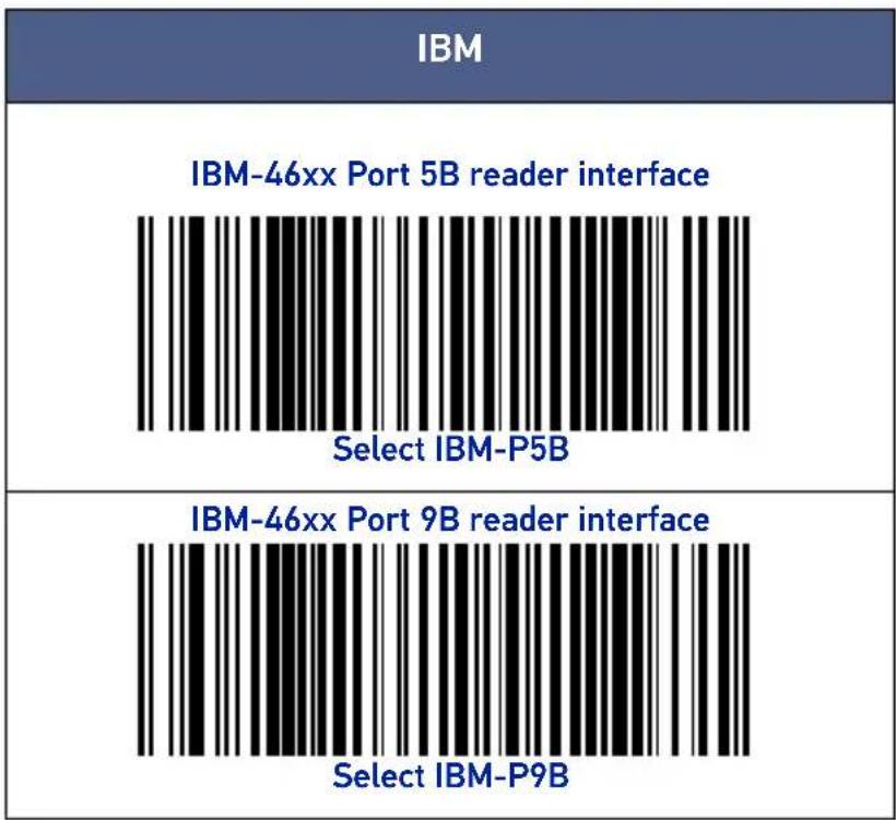 IBM IBM-46xx Port 5B reader interface Select IBM-P5B IBM-46xx Port 9B reader interface Select IBM-P9B