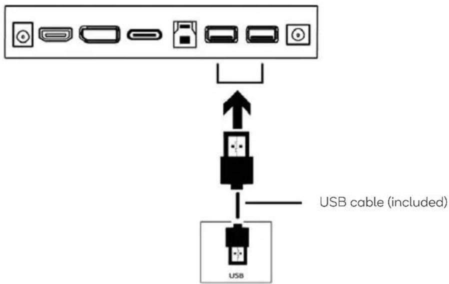 USB cable (included) USB
