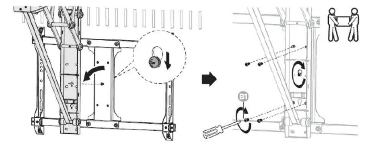 Technical diagram illustrating mechanical assembly and tool path with labeled components and directional arrows