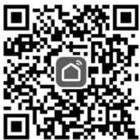 QR code with a central logo depicting a smart home application icon