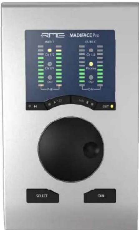 RME MADIFACE Pro INPUT Ch 1/2 Ch 3/4 Opt P48 OUTS JT Ch 1/2 Phone Opt DIN N X SET MAX S CUT SELECT DIM