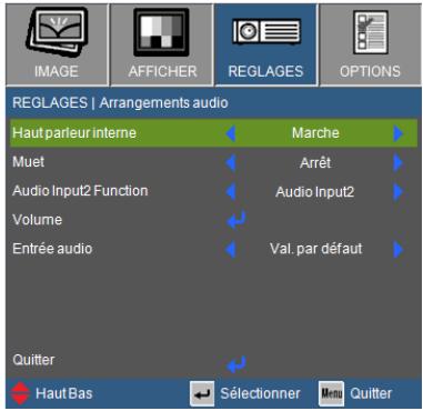 OPTOMA W350 - REGLAGES | Arrangements audio - 1