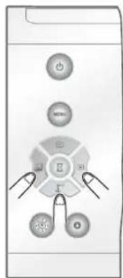 Diagram of a device control panel with labeled buttons and icons, showing navigation and function keys.