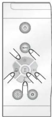 Diagram showing a device control panel with labeled buttons and icons, likely for system or interface management.