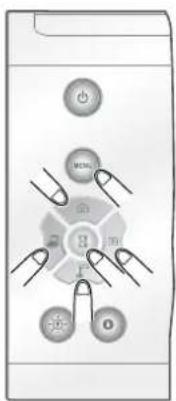 Diagram of a device control panel with labeled buttons and icons, showing connections between 'OK', 'OK', 'OK', 'OK', and 'OK' functions.