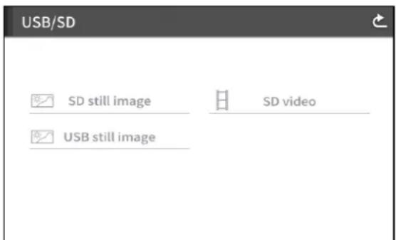 USB/SD SD still image USB still image SD video