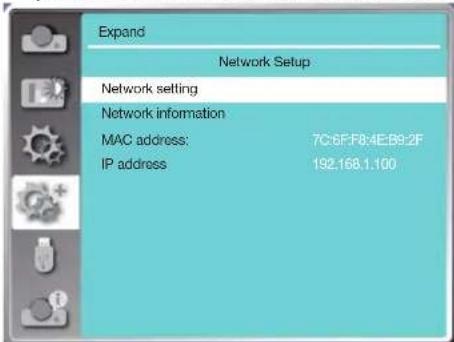 Expand Network Setup Network setting Network information MAC address: 7C:6F:F8:4E:B9:2F IP address 192.168.1.100