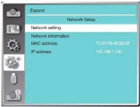Expand Network Setup Network setting Network information MAC address: 7C:6F:F8:4E:B9:2F IP address 192.168.1.100