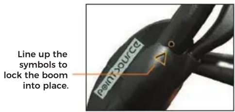 Line up the symbols to lock the boom into place. pin your ce