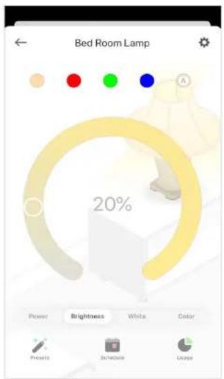 Bed Room Lamp 20% Power Brightness White Color Presets Schedule Usage