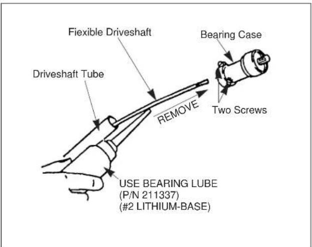 Flexible Driveshaft Driveshaft Tube Bearing Case REMOVE Two Screws USE BEARING LUBE (P/N 211337) (#2 LITHIUM-BASE)