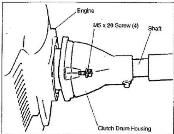 Engine M5 x 20 Screw (4) Shaft Clutch Drum Housing