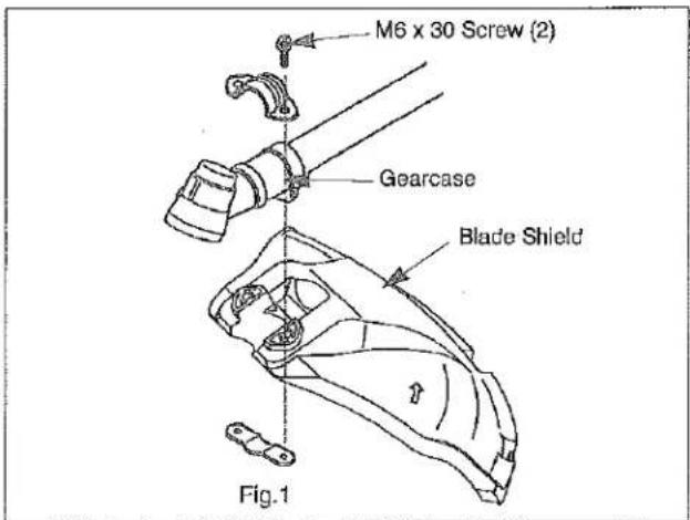 M6 x 30 Screw (2) Gearcase Blade Shield Fig.1