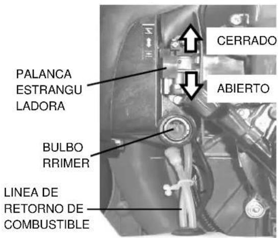 PALANCA ESTRANGU LADORA BULBO RRIMER LINEA DE RETORNO DE COMBUSTIBLE CERRADO ABIERTO