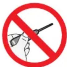Prohibition sign with hand holding a pen and crossed pencil inside a red circle